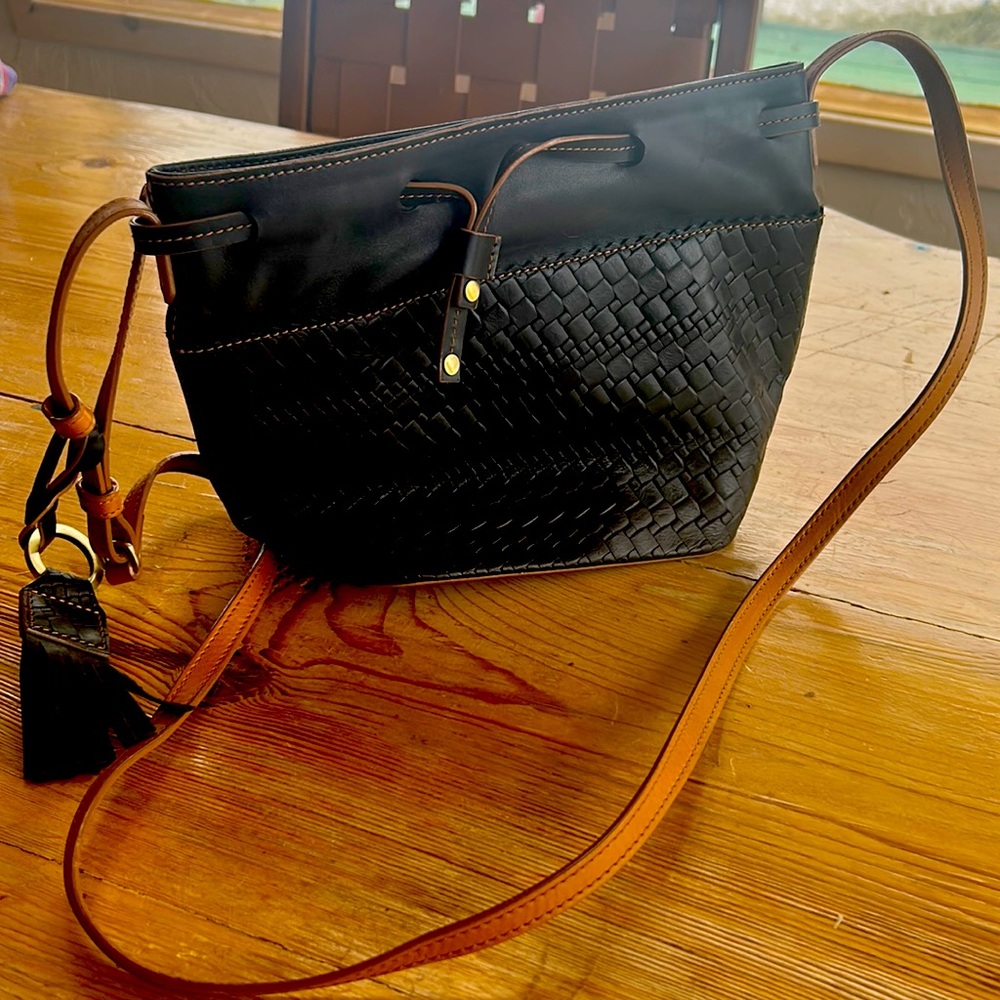 Lodis black leather handbag